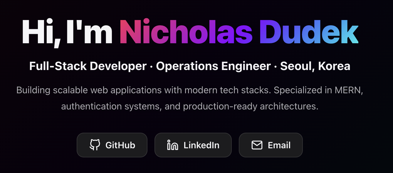 Nicholas Dudek - Full-Stack Developer